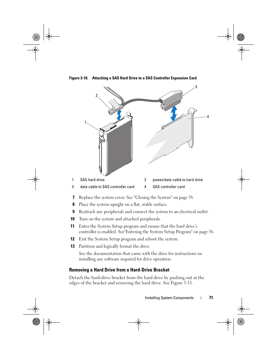 Removing a hard drive from a hard-drive bracket | Dell PowerEdge T110 User Manual | Page 71 / 144