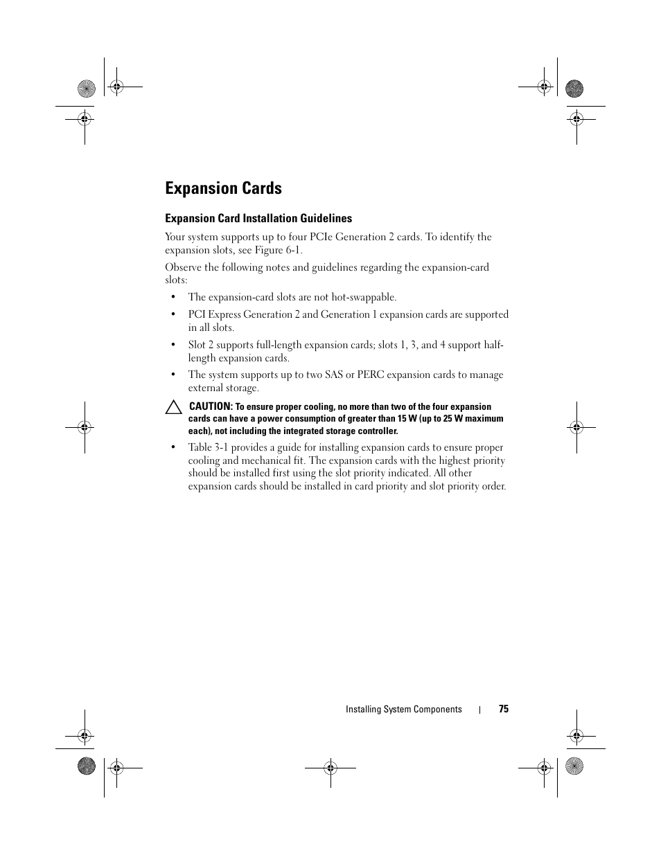 Expansion cards, Expansion card installation guidelines | Dell PowerEdge T110 User Manual | Page 75 / 144