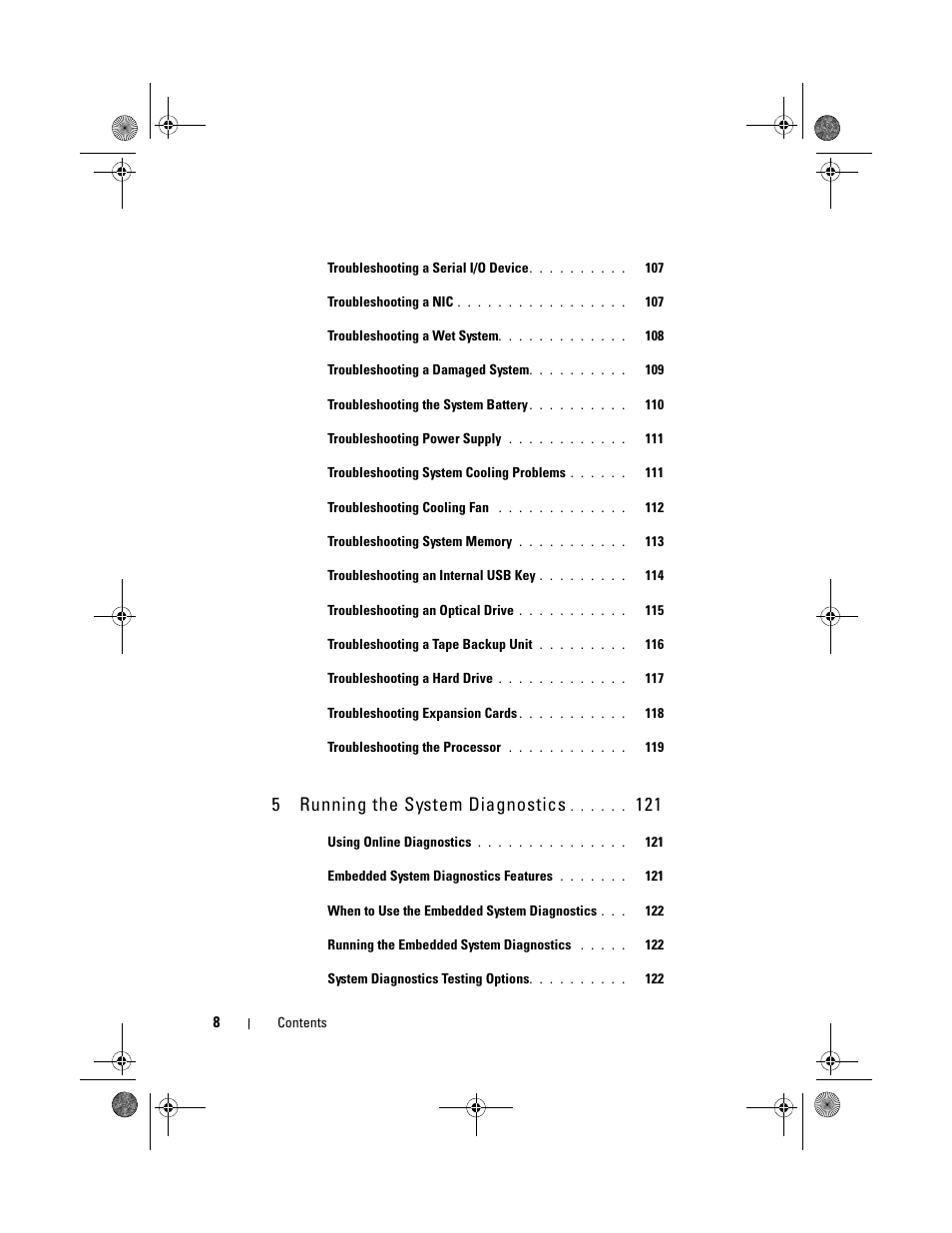 5running the system diagnostics | Dell PowerEdge T110 User Manual | Page 8 / 144