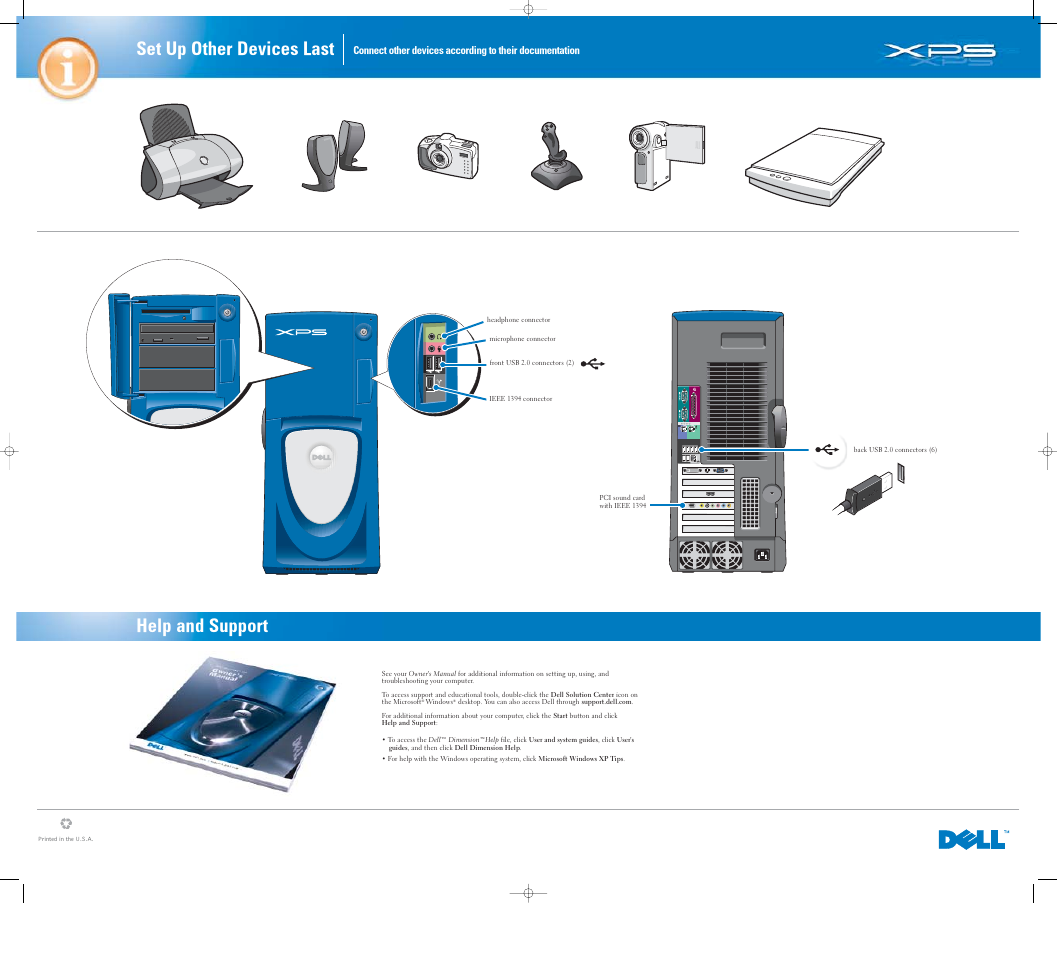 Help and support, Set up other devices last | Dell XPS/Dimension XPS Gen 2 User Manual | Page 2 / 2
