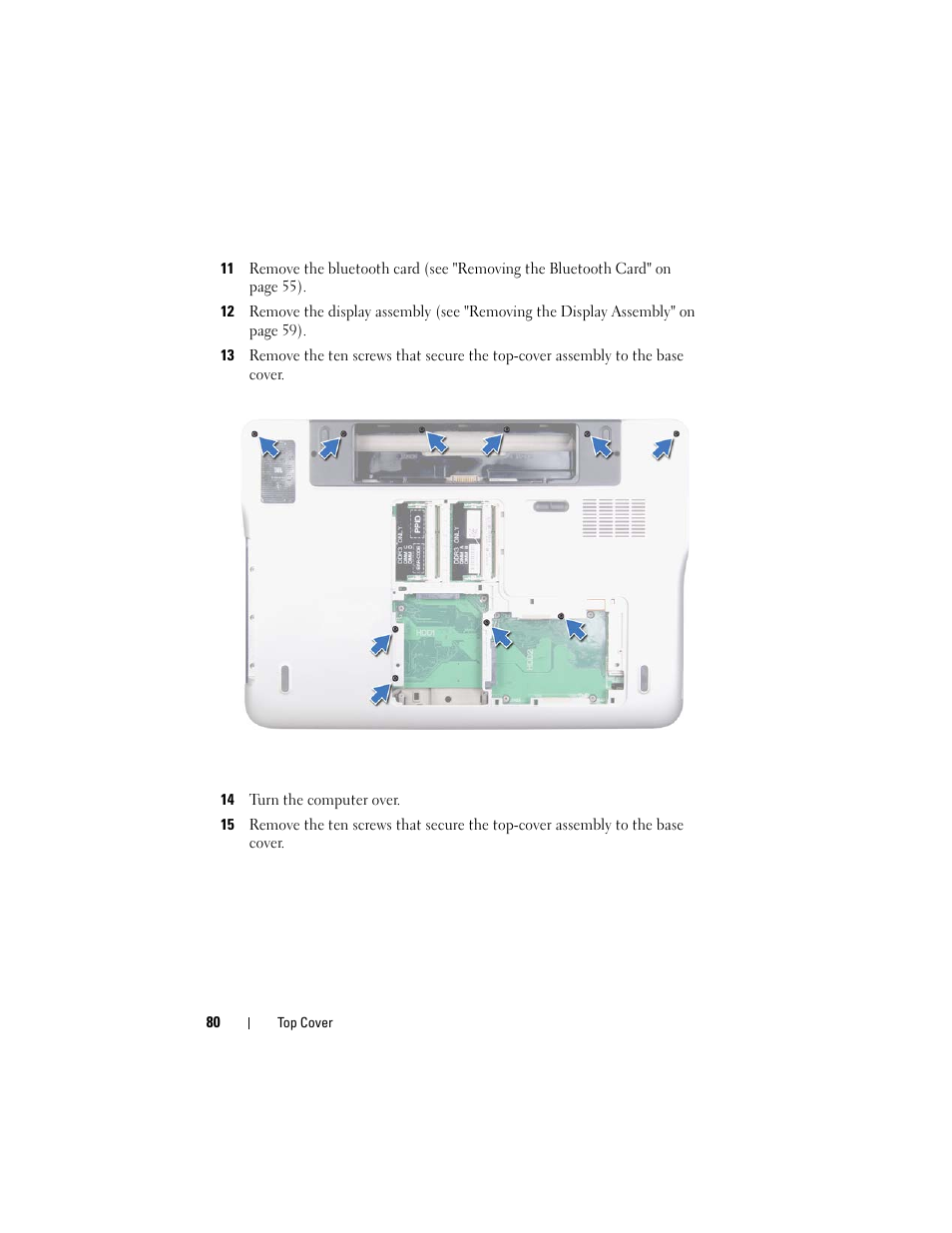 14 turn the computer over | Dell XPS 17 (L701X, Late 2010) User Manual | Page 80 / 134