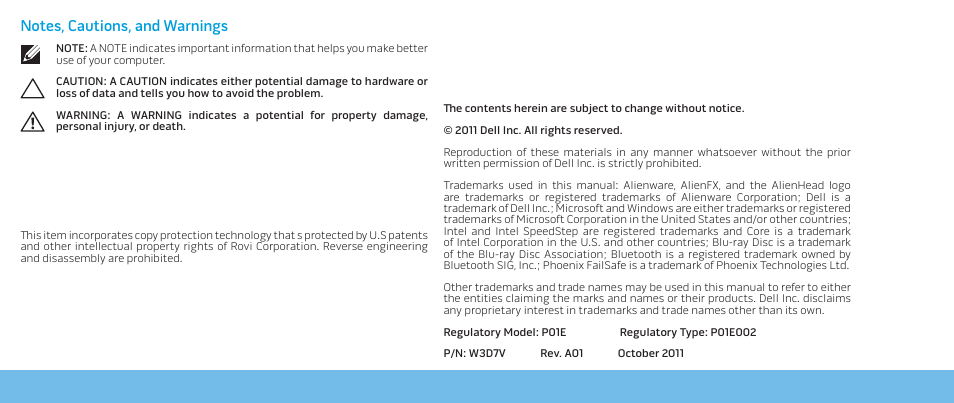 Dell Alienware M17x R2 (Early 2010) User Manual | Page 2 / 62