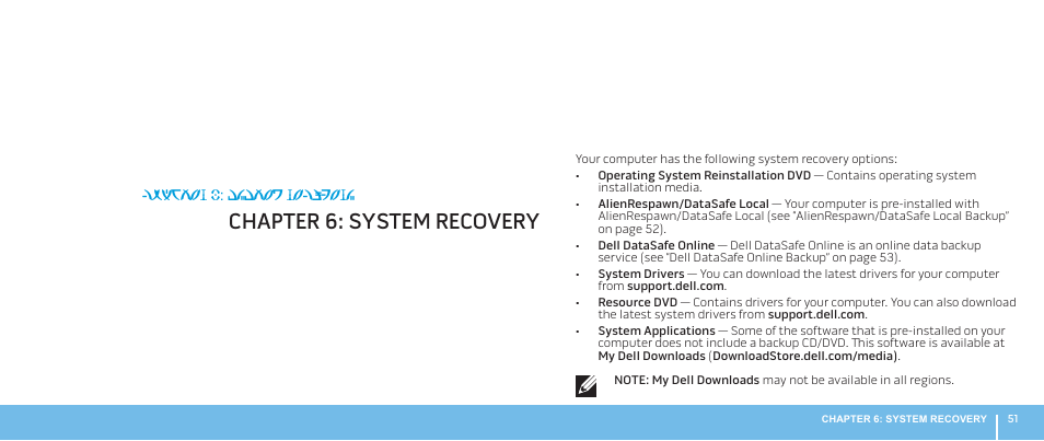 Chapter 6: system recovery | Dell Alienware M17x R2 (Early 2010) User Manual | Page 51 / 62