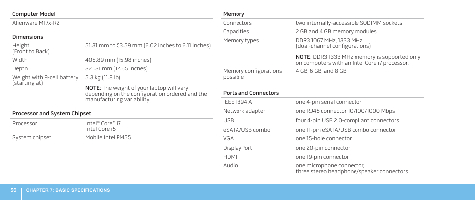 Dell Alienware M17x R2 (Early 2010) User Manual | Page 56 / 62