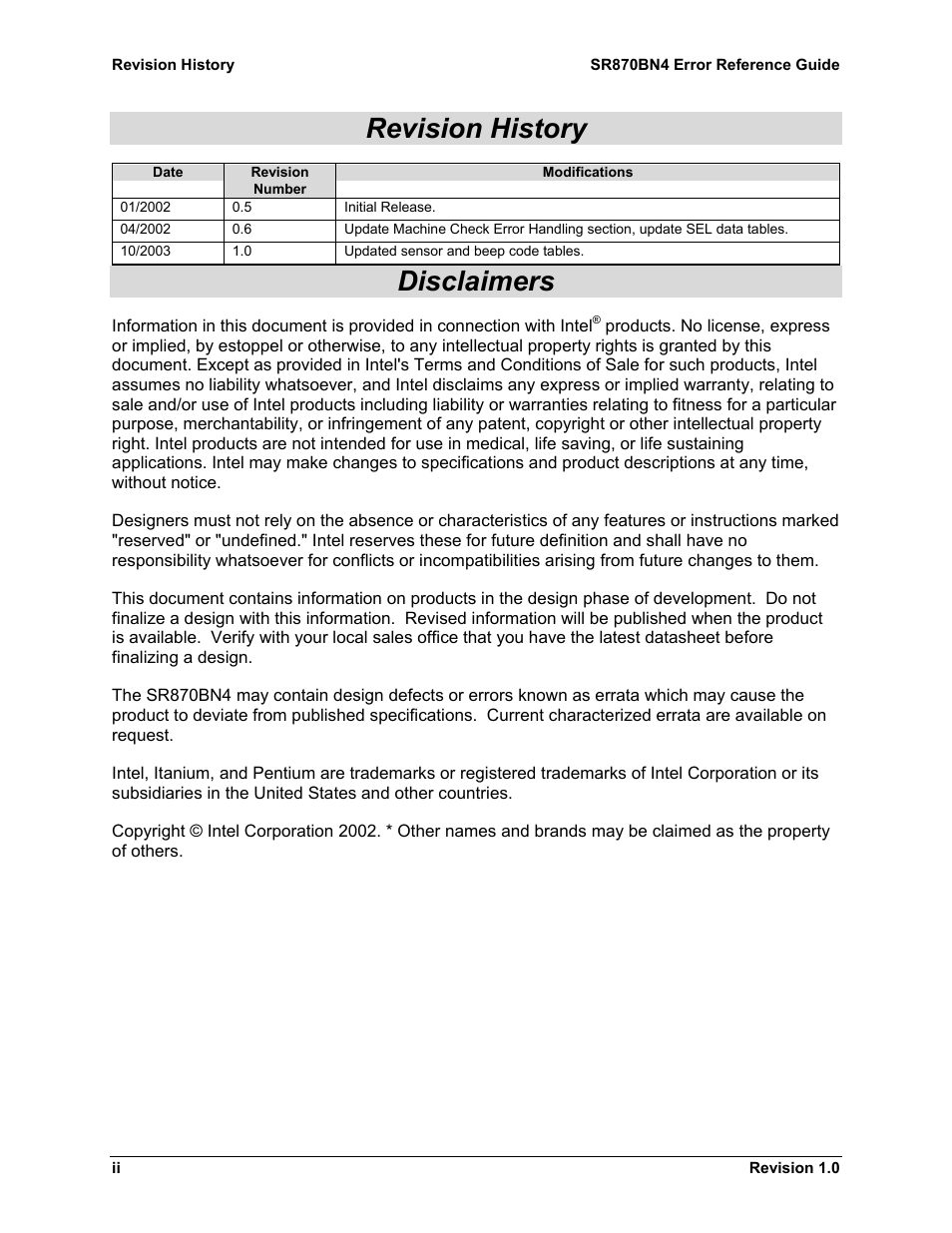 Revision history, Disclaimers | Dell PowerEdge 7250 User Manual | Page 2 / 44