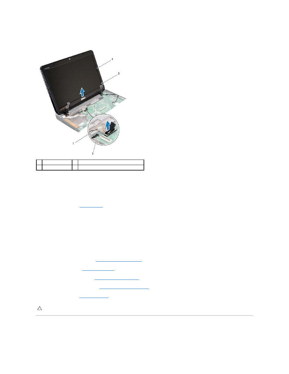 Display bezel, Replacing the display assembly | Dell Inspiron 13 (N3010, Mid 2010) User Manual | Page 19 / 48