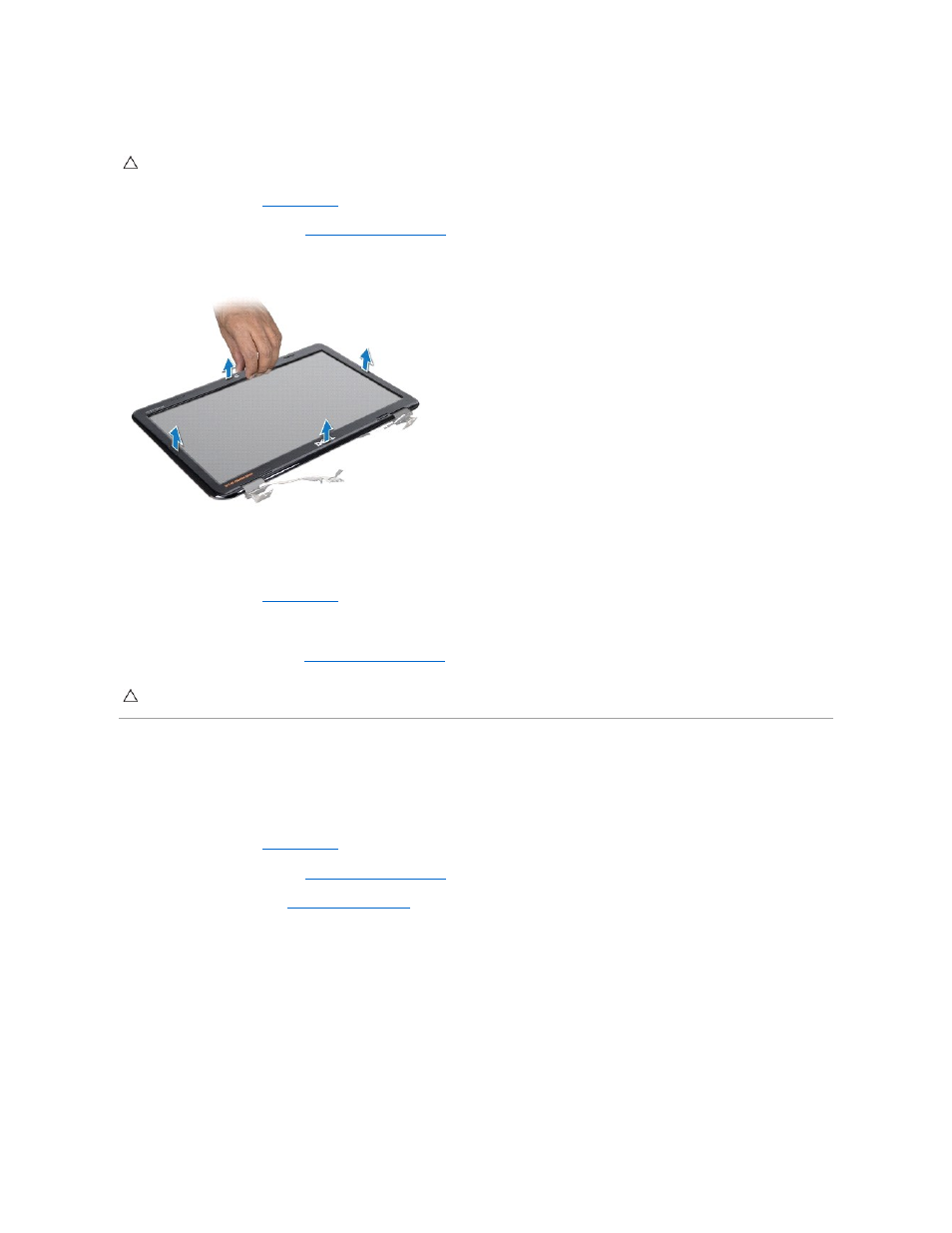 Display panel, Removing the display bezel, Replacing the display bezel | Removing the display panel | Dell Inspiron 13 (N3010, Mid 2010) User Manual | Page 20 / 48