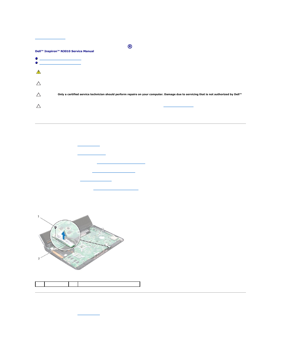 Removing the bluetooth module, Replacing the bluetooth module | Dell Inspiron 13 (N3010, Mid 2010) User Manual | Page 7 / 48