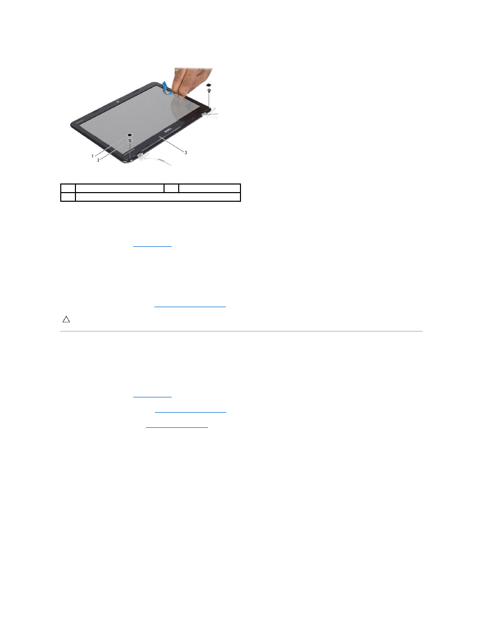 Display panel, Replacing the display bezel, Removing the display panel | Dell Inspiron 1122 (M102z, Early 2011) User Manual | Page 18 / 42