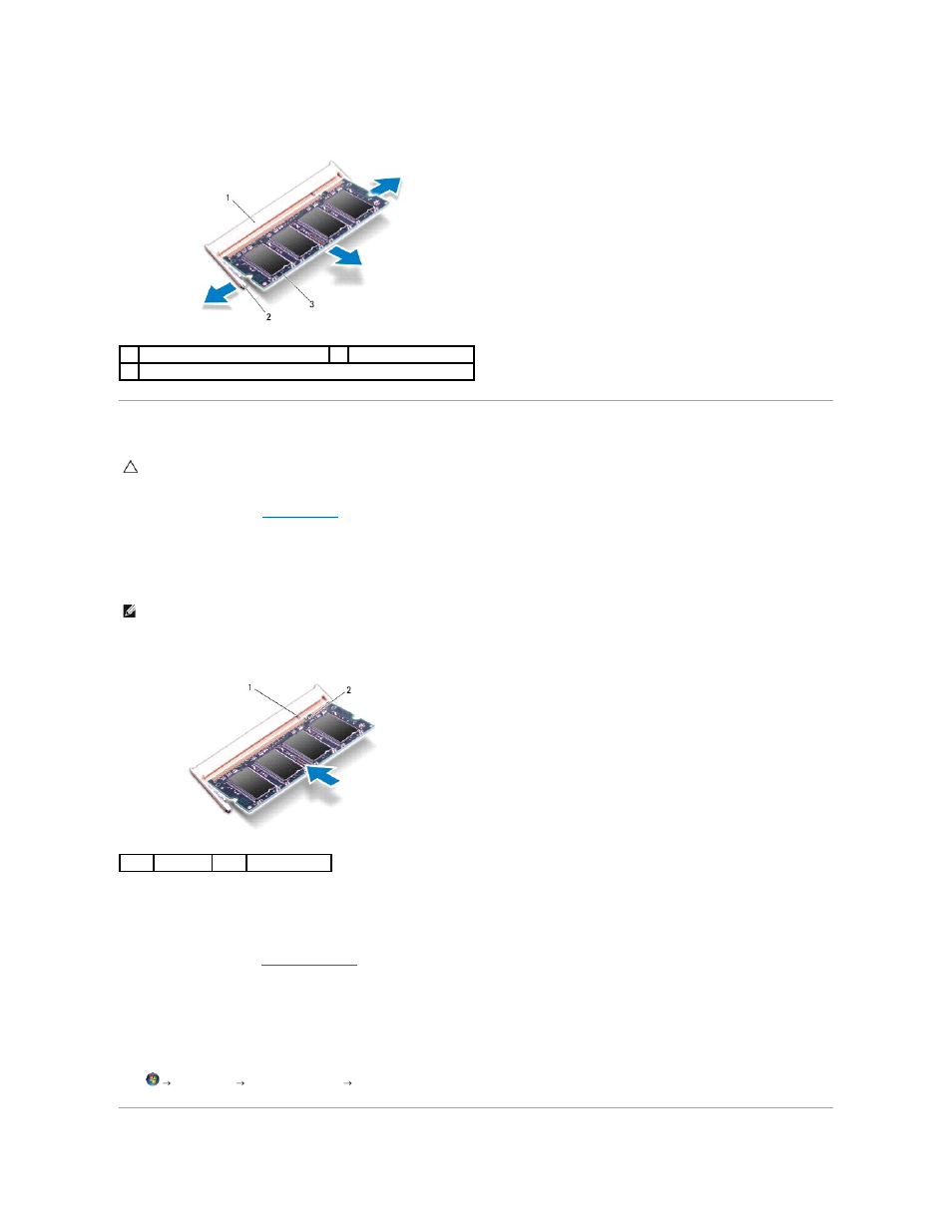 Replacing the memory module(s) | Dell Inspiron 1122 (M102z, Early 2011) User Manual | Page 30 / 42