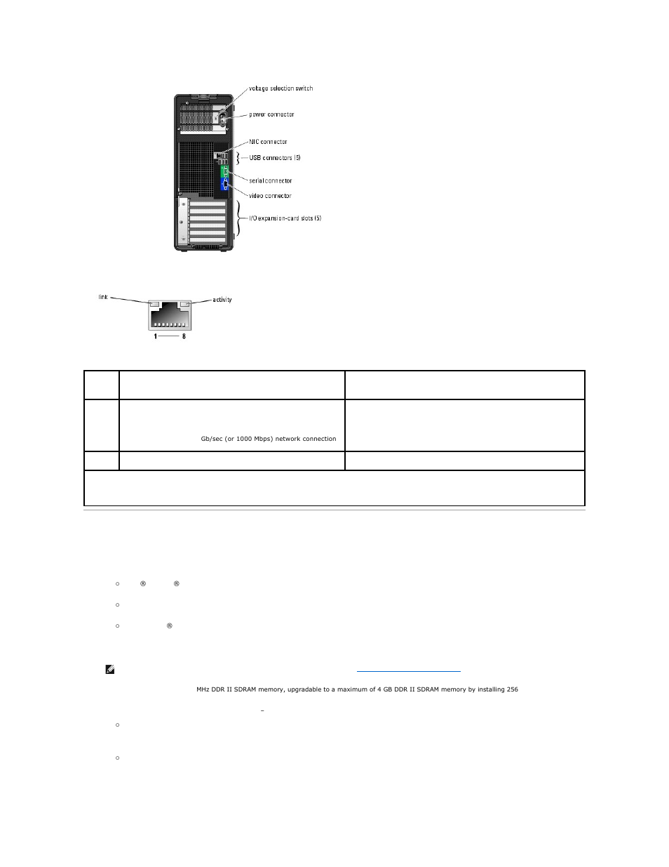System features, Panel features of the system, Figure 1 | Table 1, Provide information about nic indicators. for more | Dell PowerEdge SC 430 User Manual | Page 6 / 21