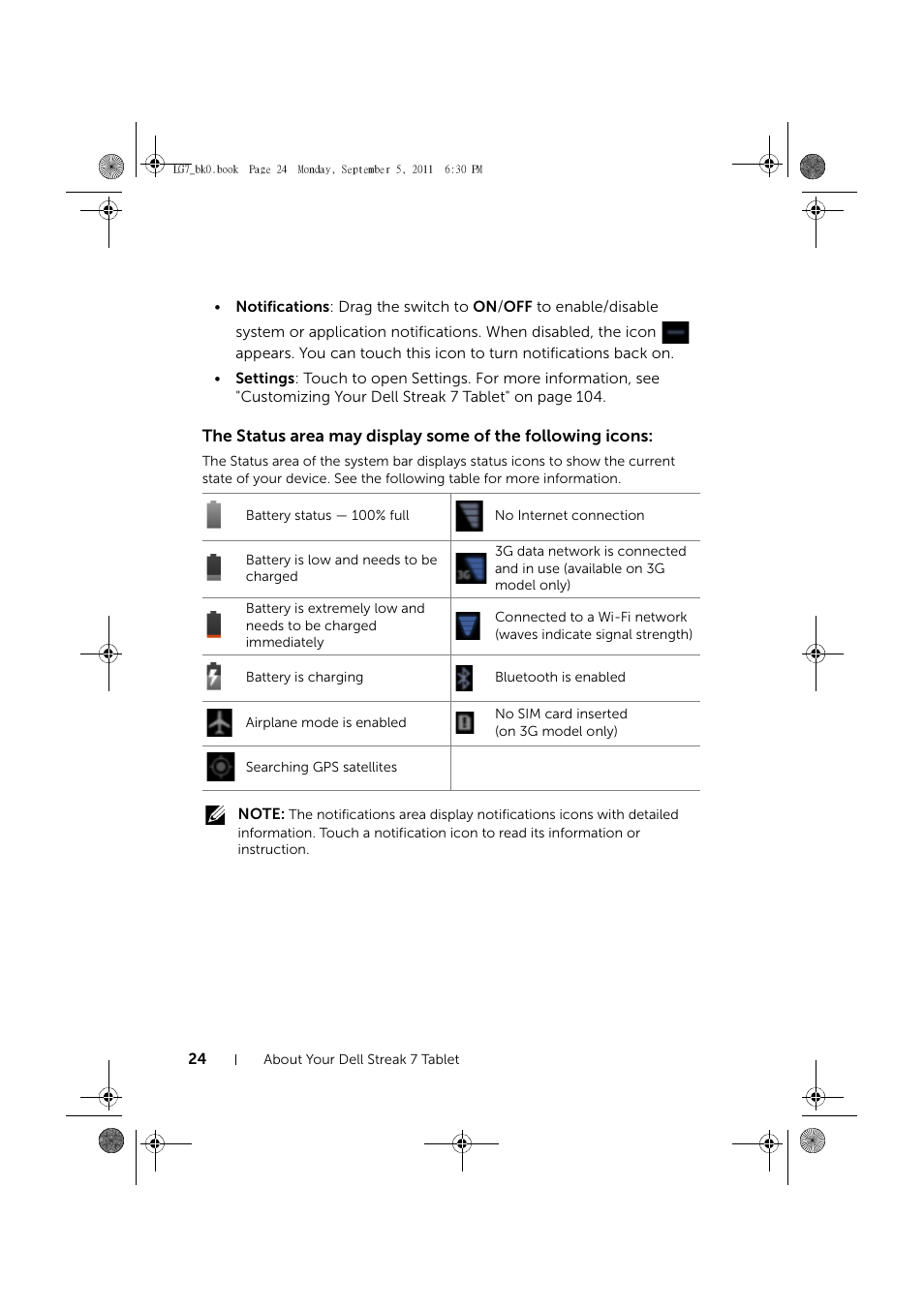 Dell Mobile Streak 7 User Manual | Page 24 / 142