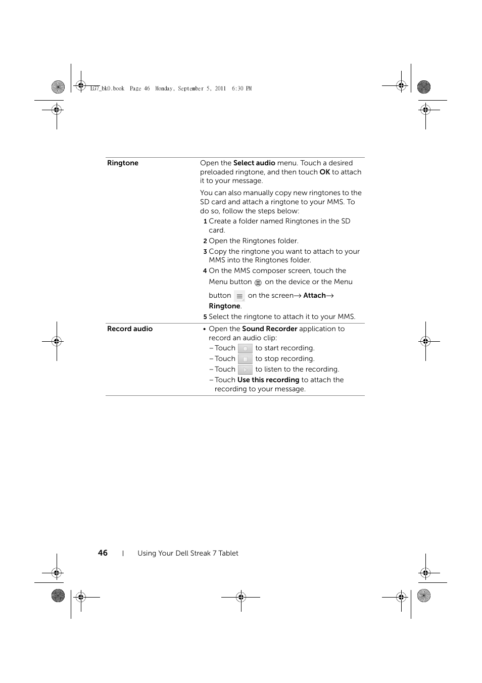 Dell Mobile Streak 7 User Manual | Page 46 / 142