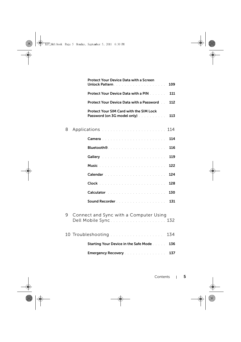 8applications | Dell Mobile Streak 7 User Manual | Page 5 / 142
