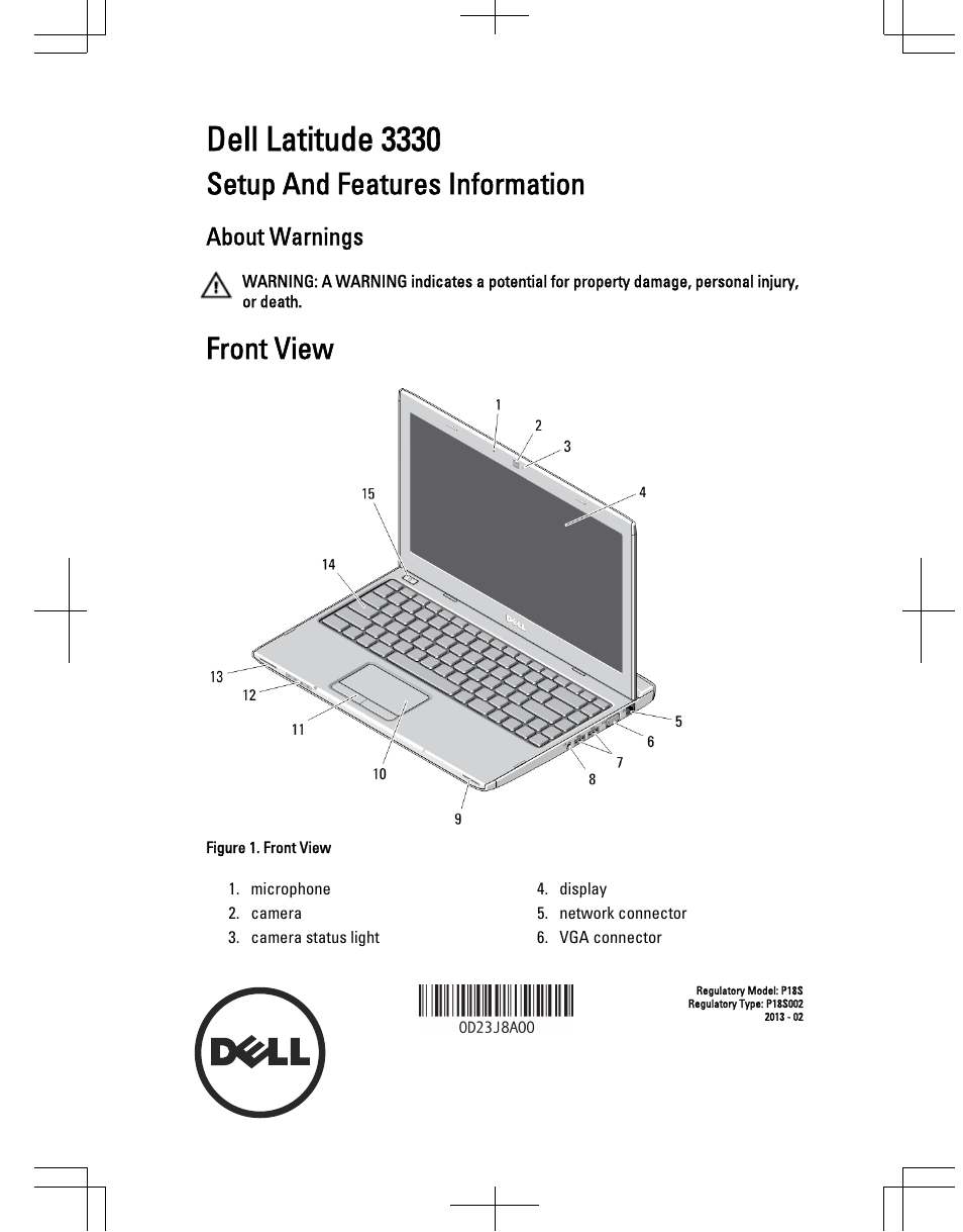 Dell Latitude 3330 (Early 2013) User Manual | 6 pages