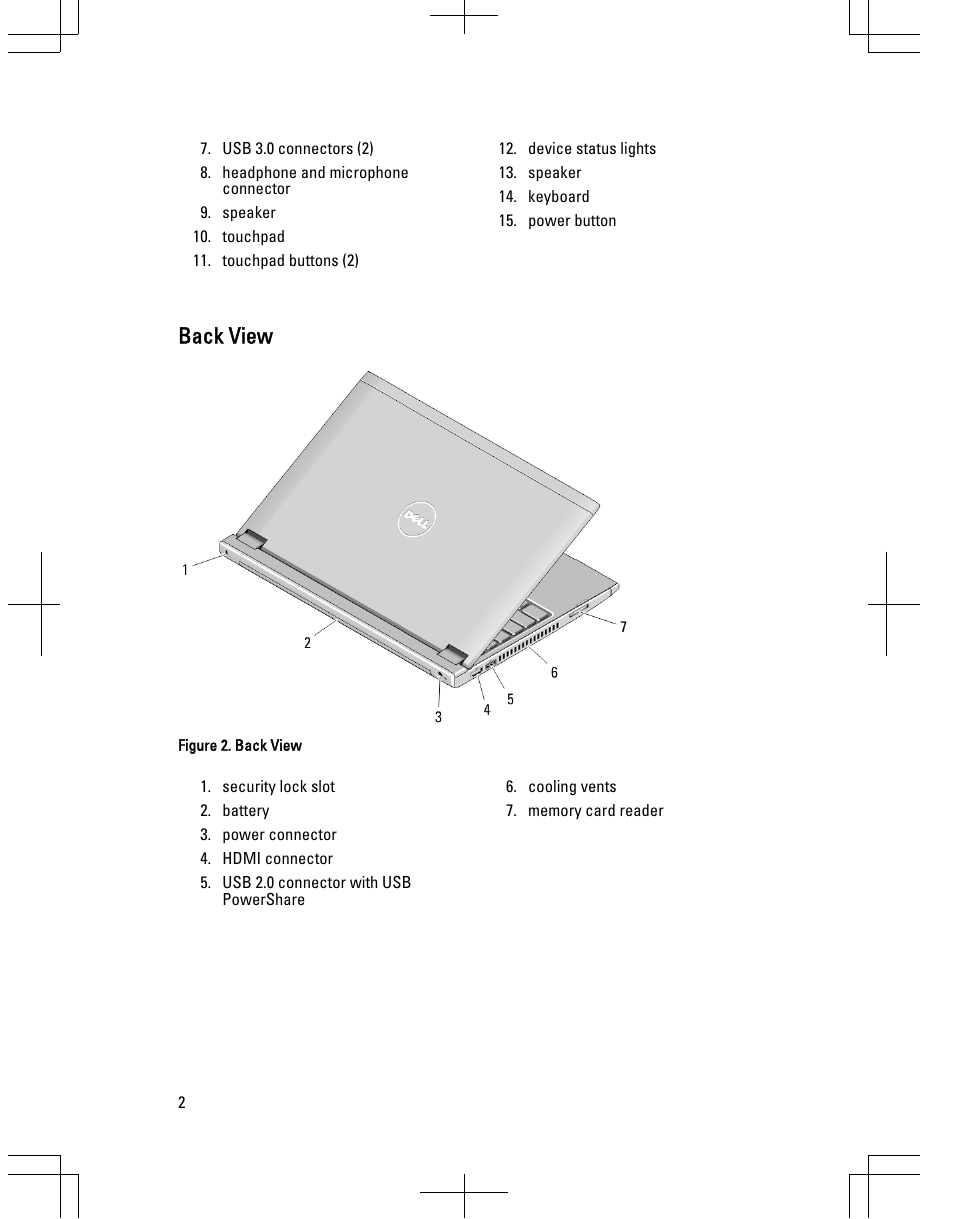 Back view | Dell Latitude 3330 (Early 2013) User Manual | Page 2 / 6