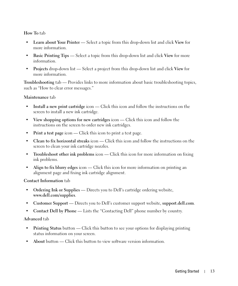 Dell 720 Color Printer User Manual | Page 13 / 76