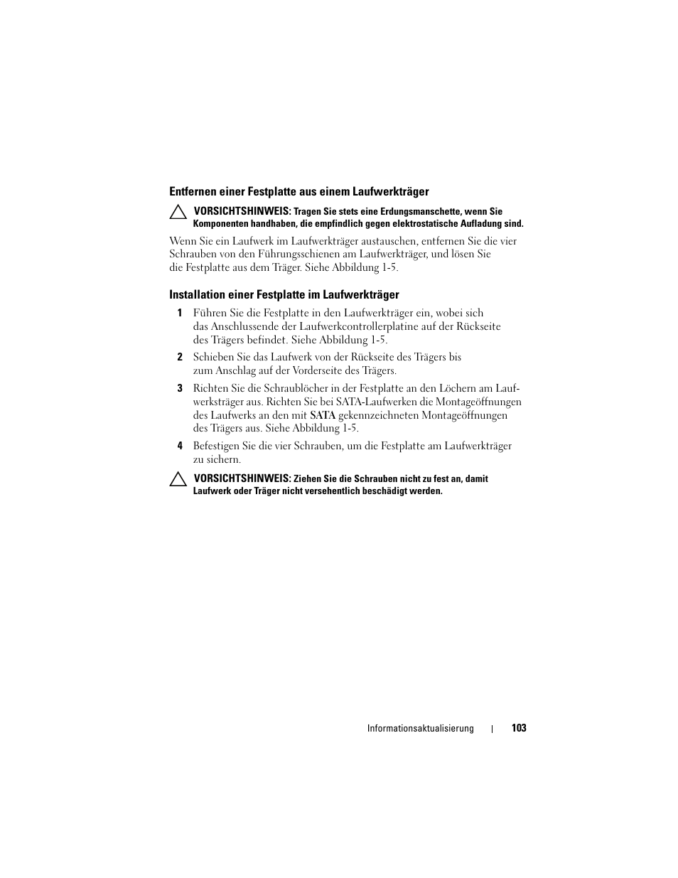Installation einer festplatte im laufwerkträger | Dell POWEREDGE M915 User Manual | Page 103 / 186