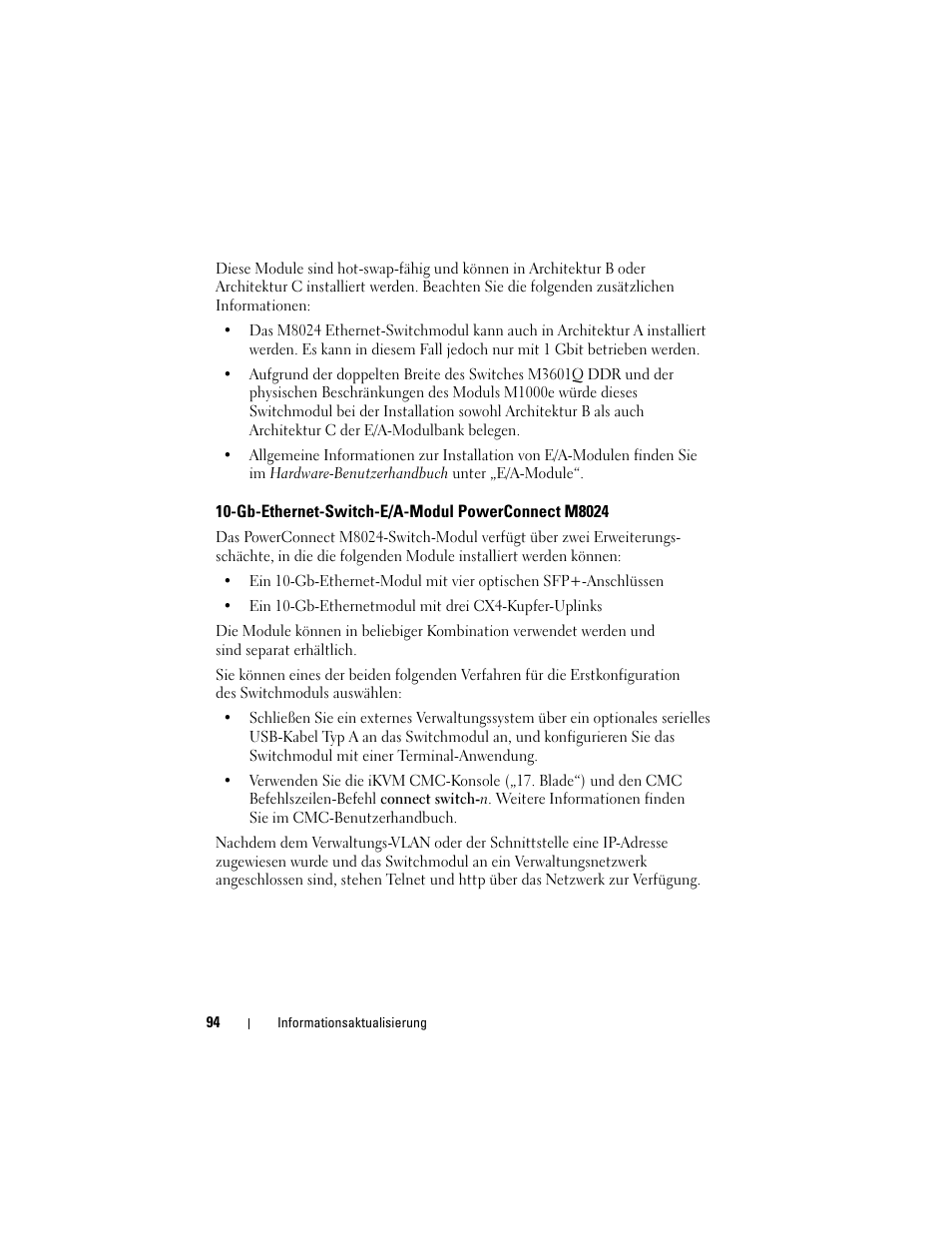 Gb-ethernet-switch-e/a-modul powerconnect m8024 | Dell POWEREDGE M915 User Manual | Page 94 / 186