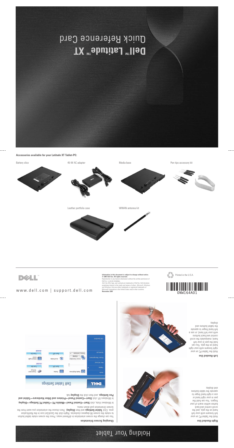 Dell Latitude XT (Late 2007) User Manual | 2 pages