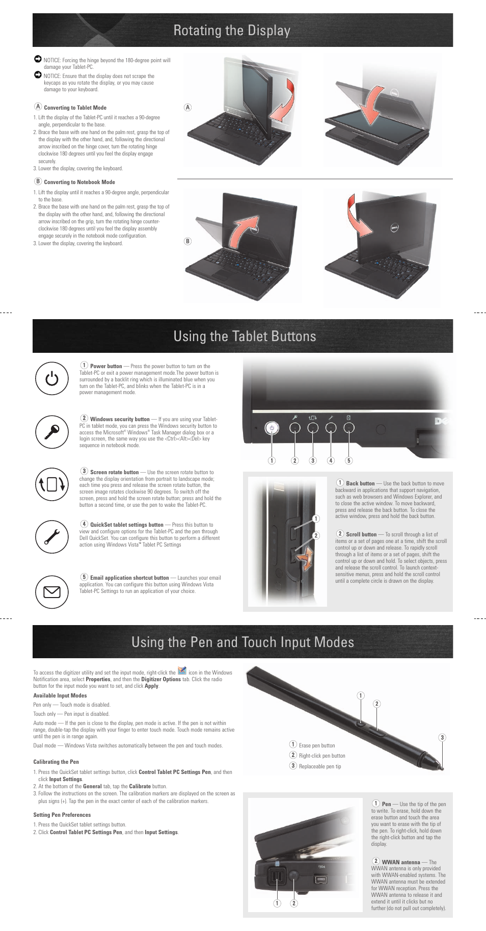 Rotating the display | Dell Latitude XT (Late 2007) User Manual | Page 2 / 2