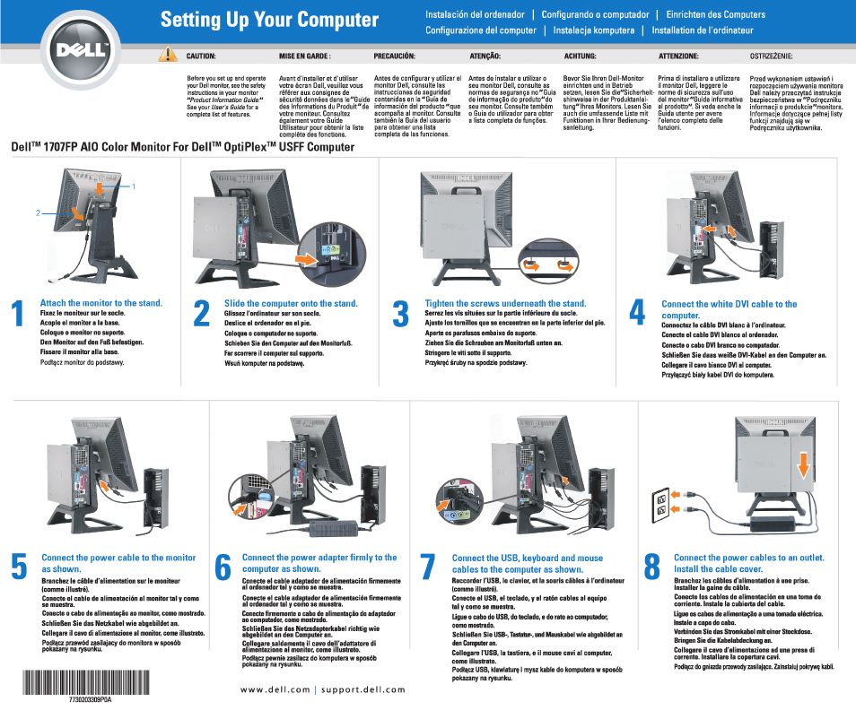 Setting up your computer | Dell 1707FP Monitor User Manual | Page 3 / 4