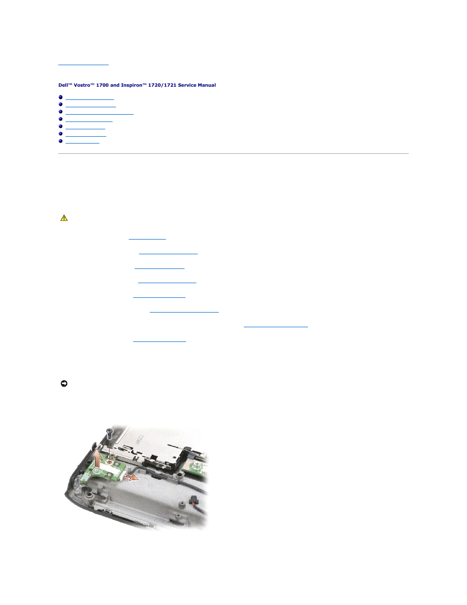 Computer base and components, Wireless sniffer board, Removing the wireless sniffer board | Dell Inspiron 1721 (Mid 2007) User Manual | Page 2 / 68