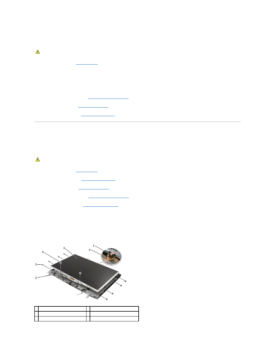 Display panel, Replacing the display bezel, Removing the display panel | Dell Inspiron 1721 (Mid 2007) User Manual | Page 27 / 68