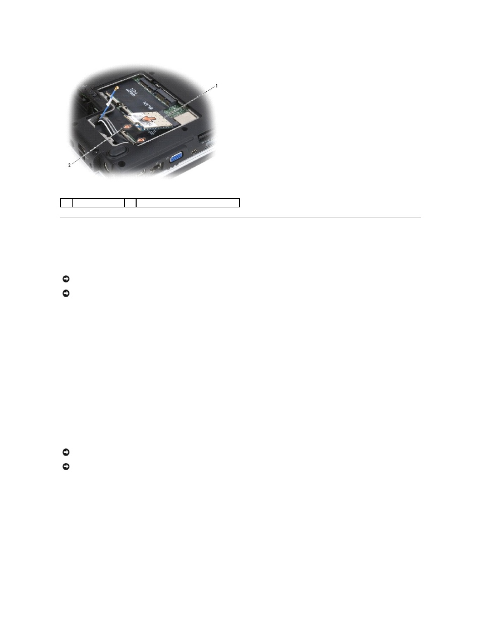 Replacing a mini card, Wlan card, Mobile broadband or wwan card | Dell Inspiron 1721 (Mid 2007) User Manual | Page 52 / 68