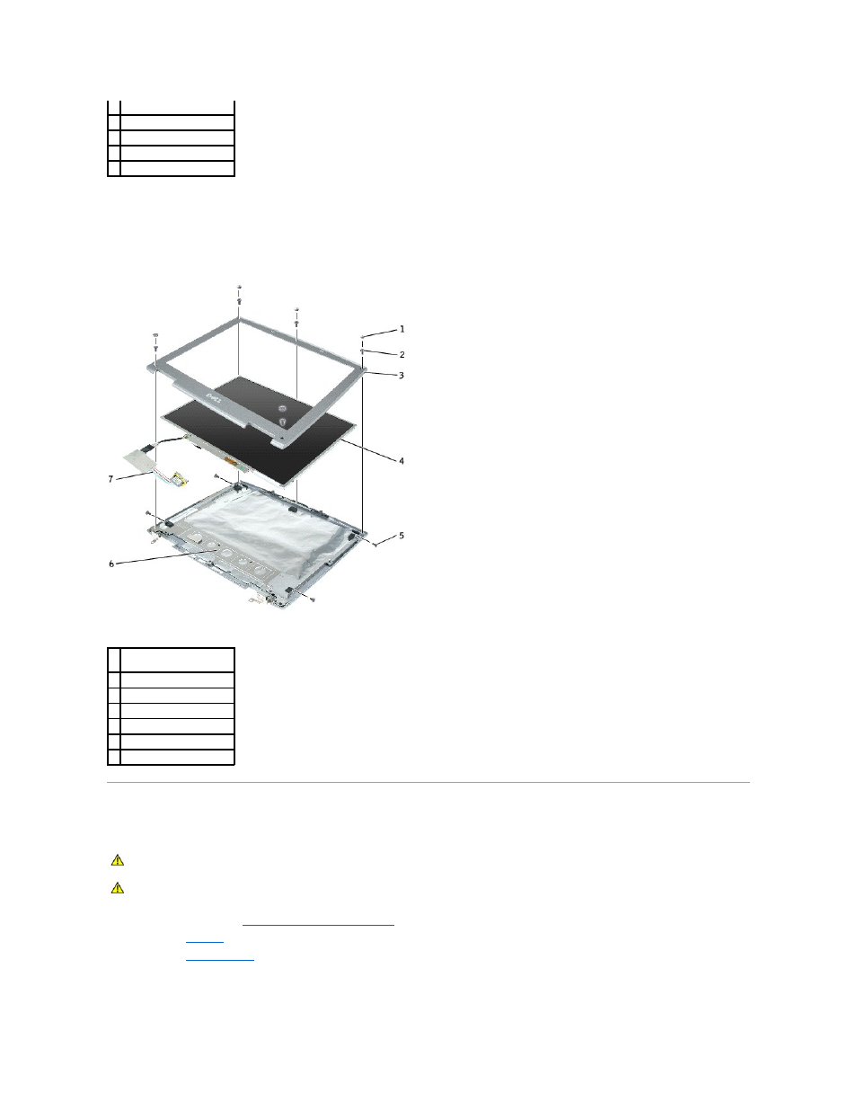 Display bezel, Display | Dell Inspiron 1150 User Manual | Page 12 / 38