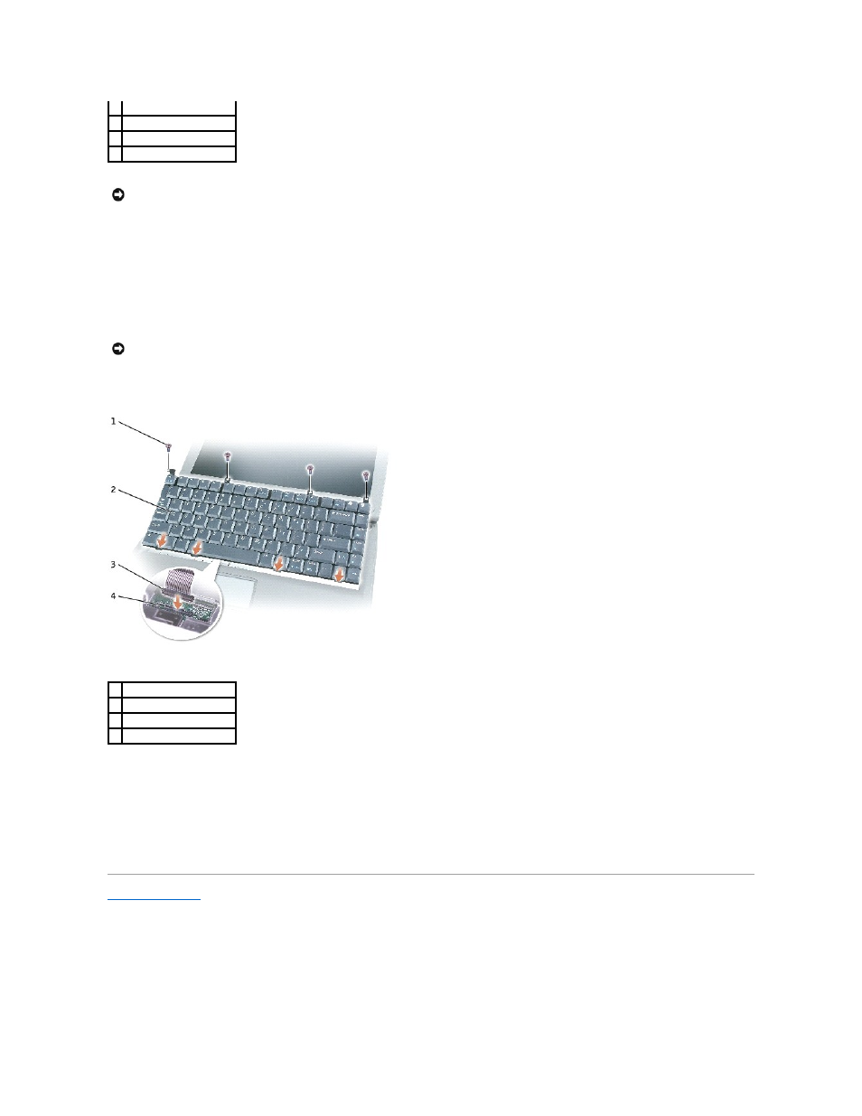 Installing the keyboard | Dell Inspiron 1150 User Manual | Page 20 / 38