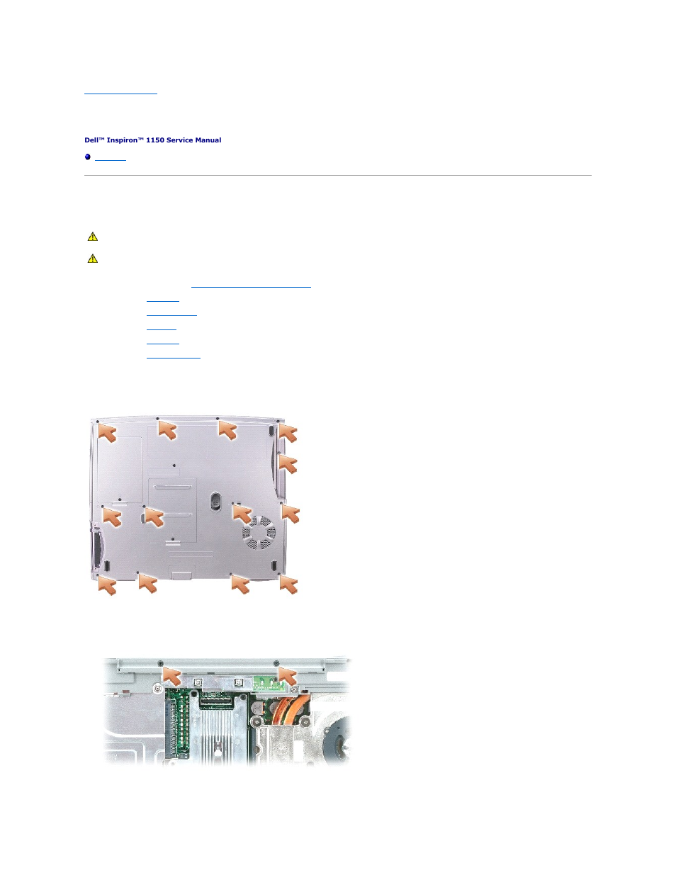 Palm rest | Dell Inspiron 1150 User Manual | Page 21 / 38