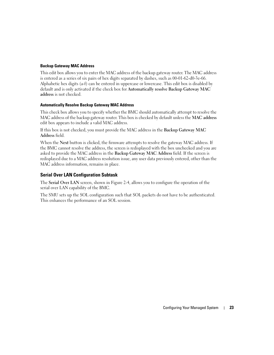 Serial over lan configuration subtask | Dell PowerEdge 7250 User Manual | Page 25 / 102