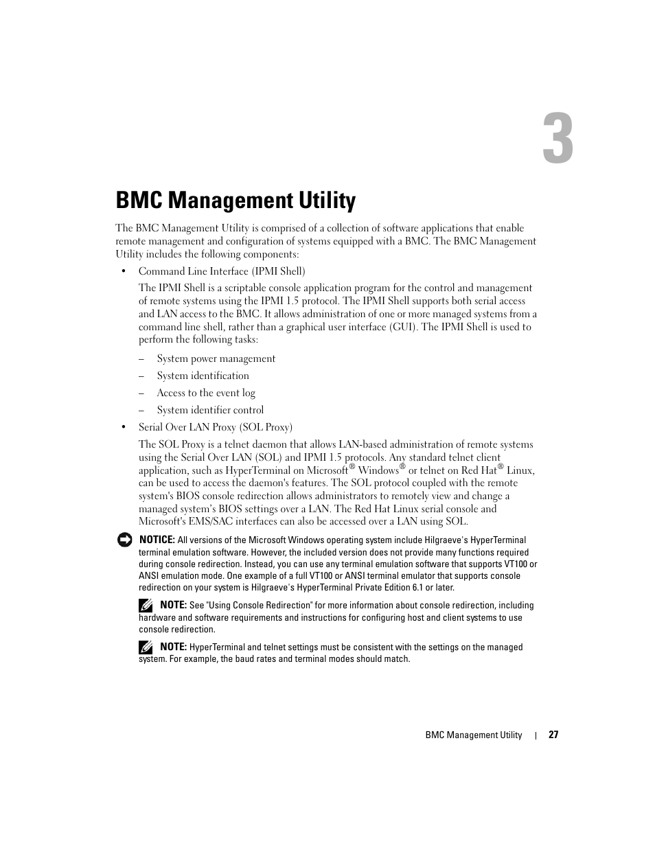 Bmc management utility, 3 bmc management utility | Dell PowerEdge 7250 User Manual | Page 29 / 102