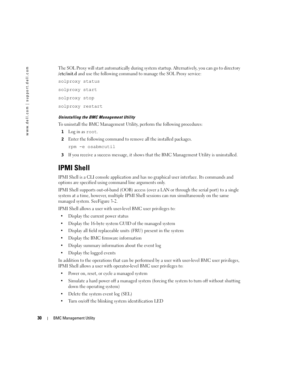 Ipmi shell | Dell PowerEdge 7250 User Manual | Page 32 / 102