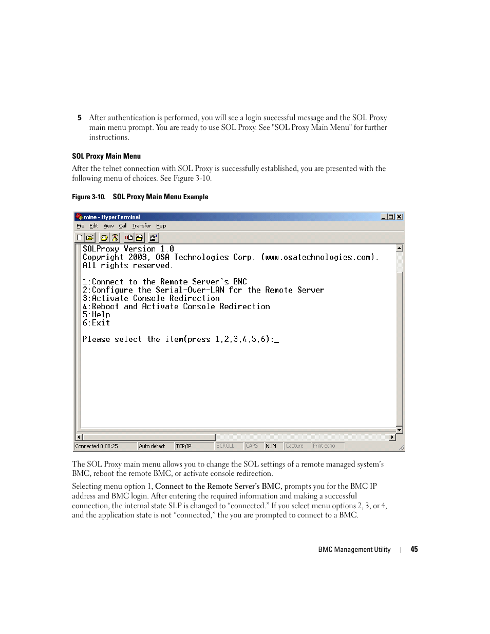 Sol proxy main menu | Dell PowerEdge 7250 User Manual | Page 47 / 102