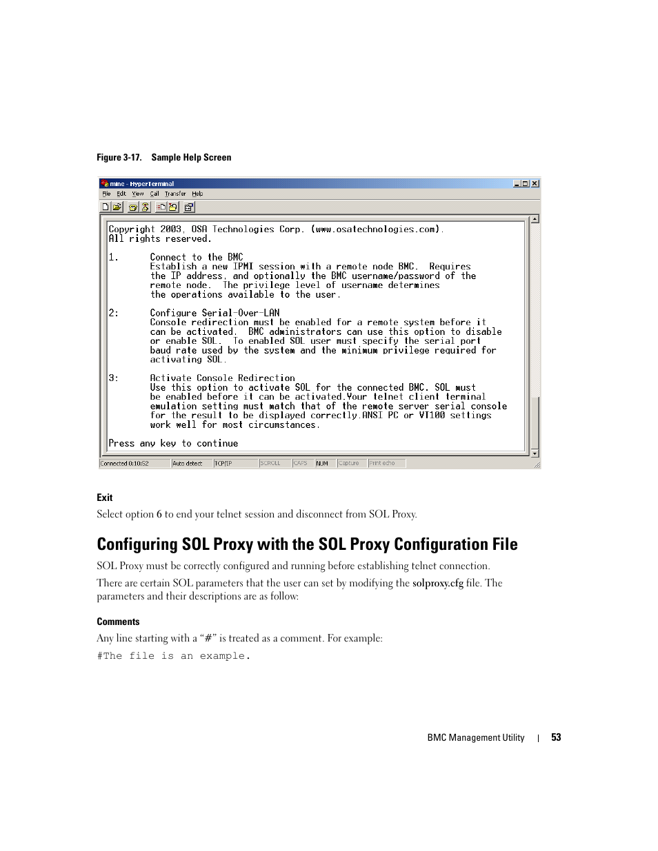 Ee “configuring sol proxy with the sol proxy, Configuration file | Dell PowerEdge 7250 User Manual | Page 55 / 102