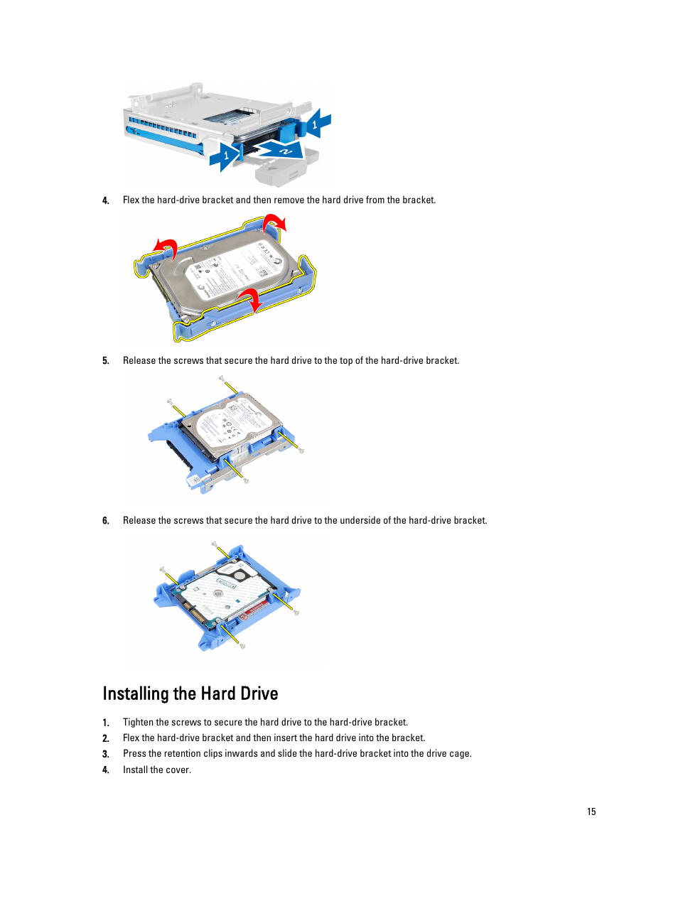 Installing the hard drive | Dell OptiPlex 9010 (Mid 2012) User Manual | Page 15 / 60