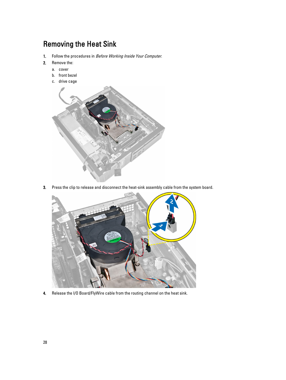 Removing the heat sink | Dell OptiPlex 9010 (Mid 2012) User Manual | Page 28 / 60