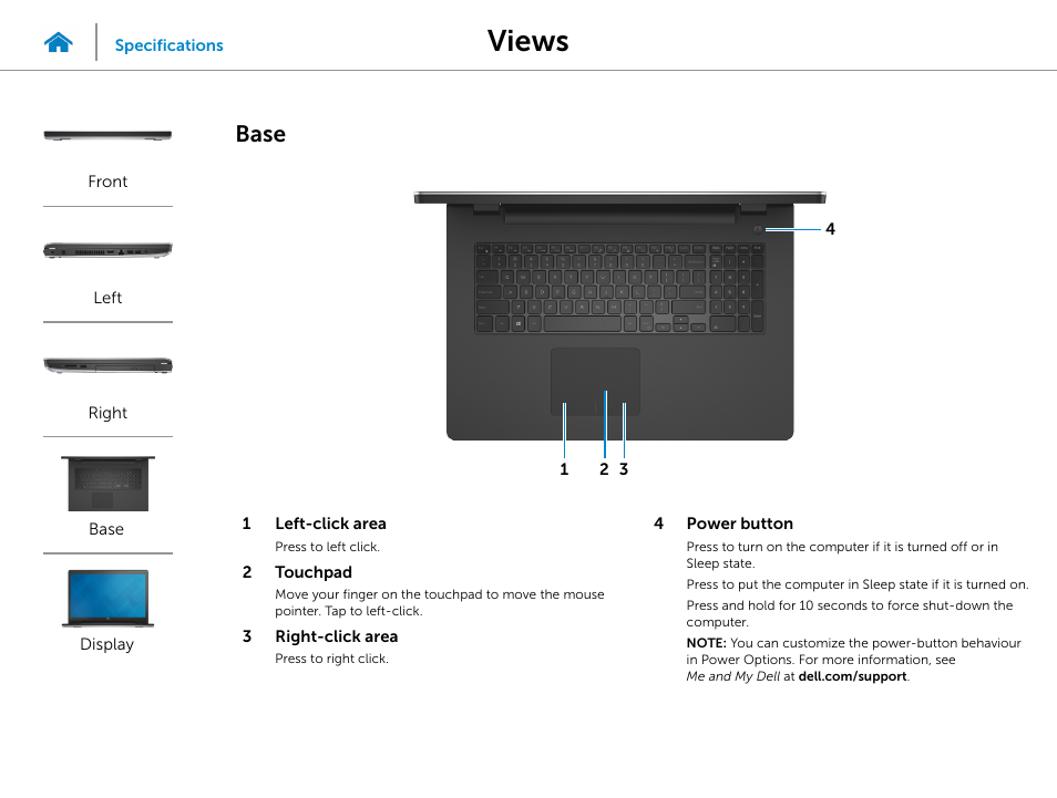 Base, Views | Dell Inspiron 17 (5748, Mid 2013) User Manual | Page 5 / 22