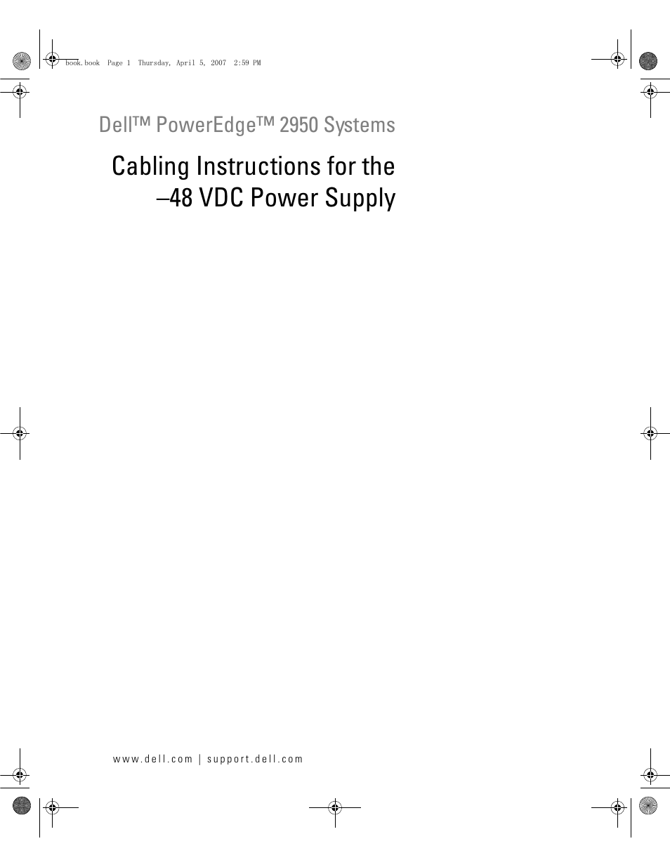 Dell™ poweredge™ 2950 systems, Cabling instructions for the –48 vdc power supply | Dell POWEREDGE 2950 User Manual | Page 3 / 15