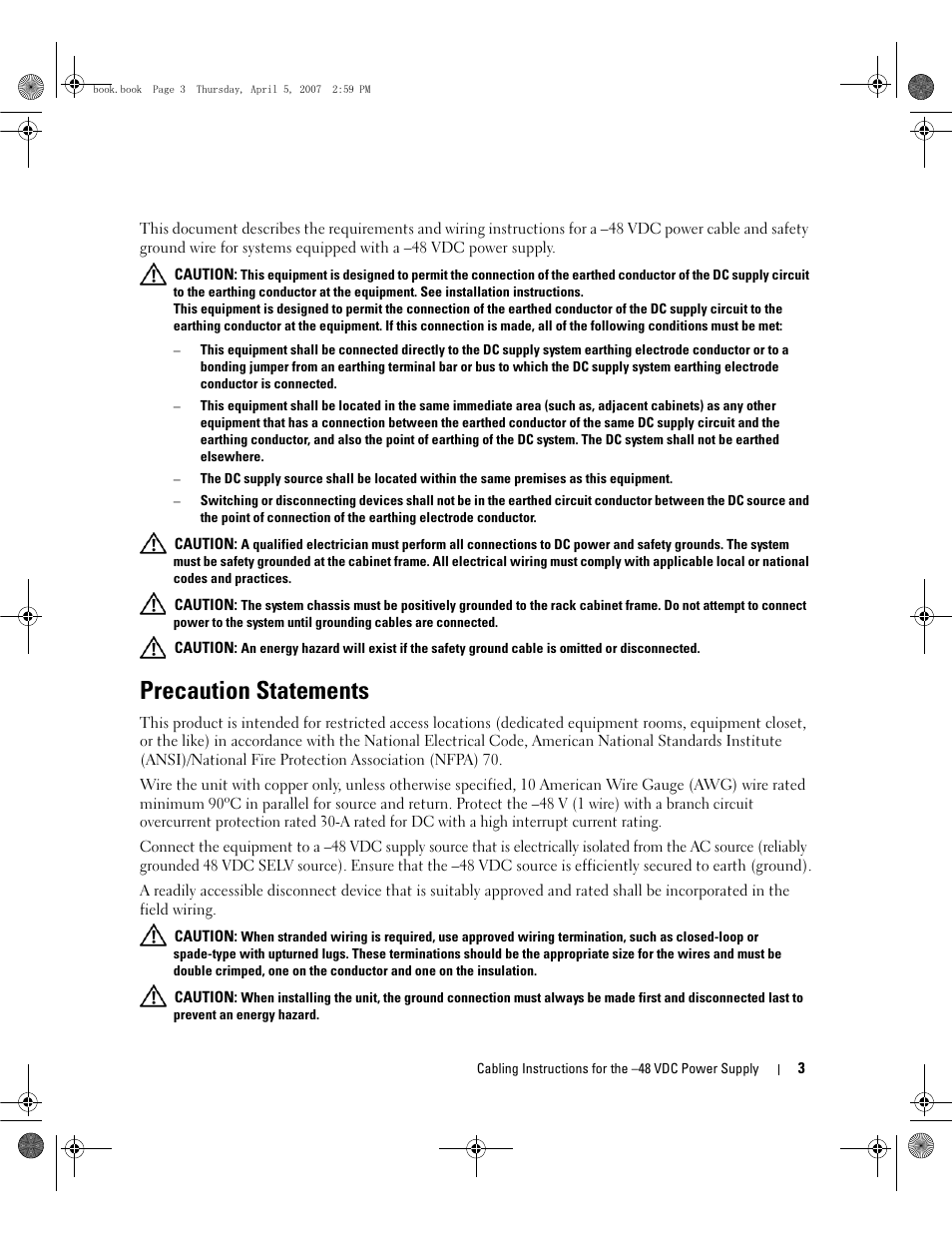 Precaution statements | Dell POWEREDGE 2950 User Manual | Page 5 / 15