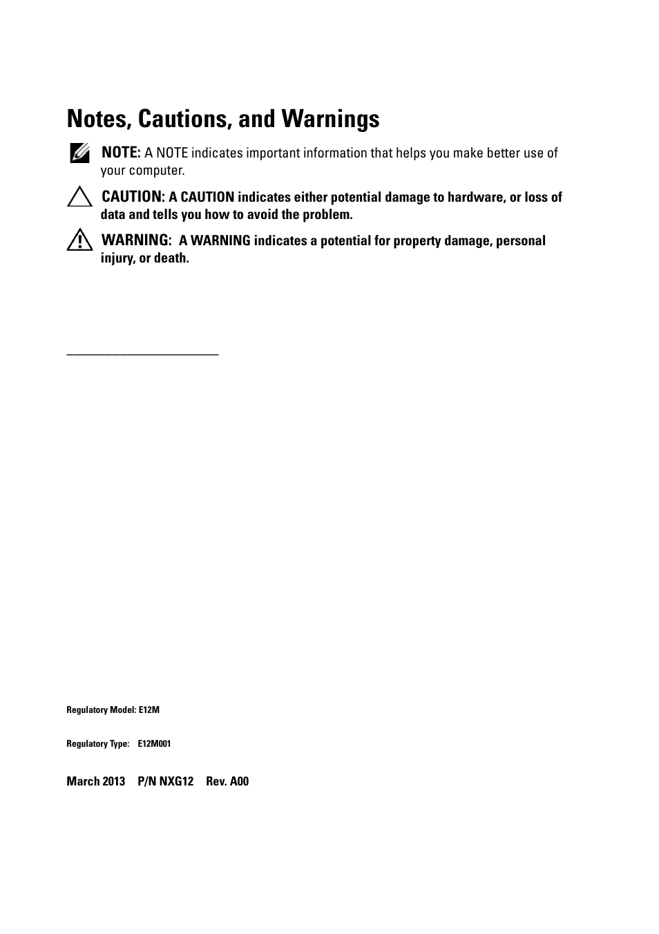 Caution, Warning | Dell PowerEdge VRTX User Manual | Page 2 / 30