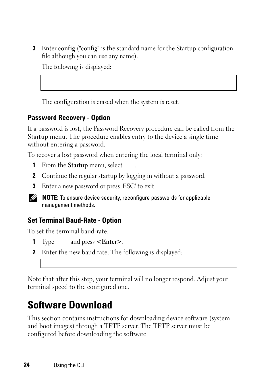 Password recovery - option[3, Set terminal baud-rate - option[4, Software download | Dell PowerEdge VRTX User Manual | Page 24 / 30