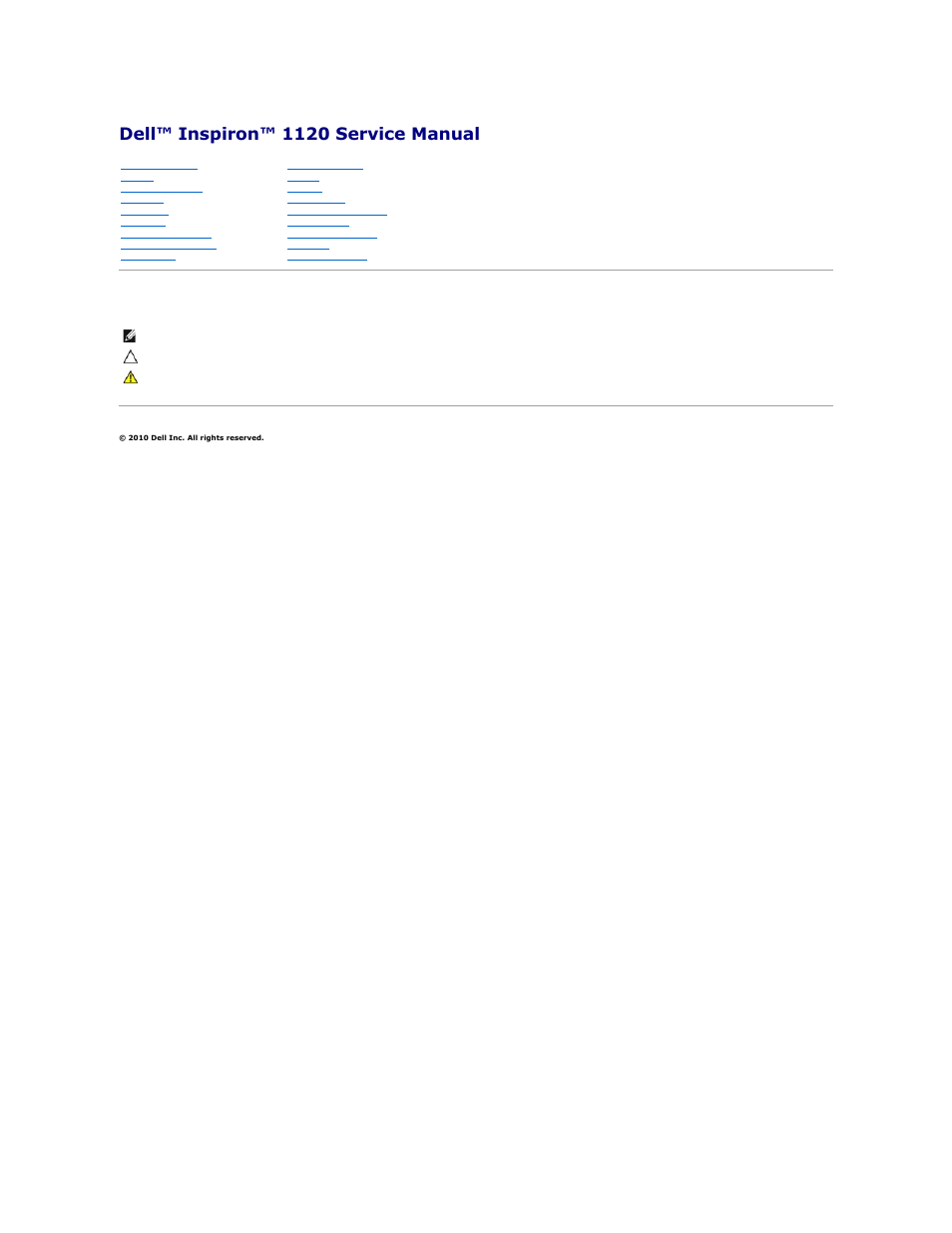 Dell Inspiron 10z (1120, Mid 2010) User Manual | 54 pages