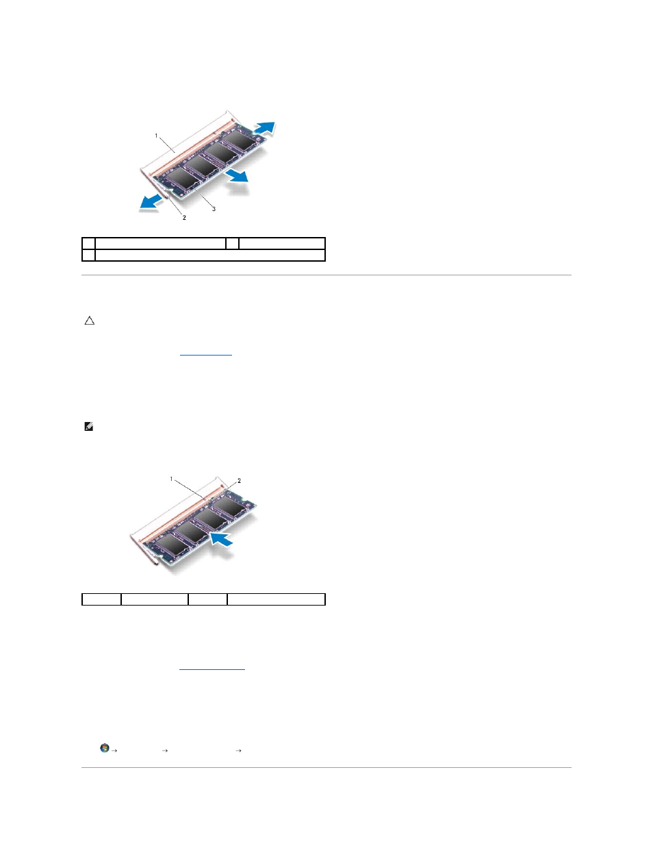 Replacing the memory module(s) | Dell Inspiron 10z (1120, Mid 2010) User Manual | Page 36 / 54