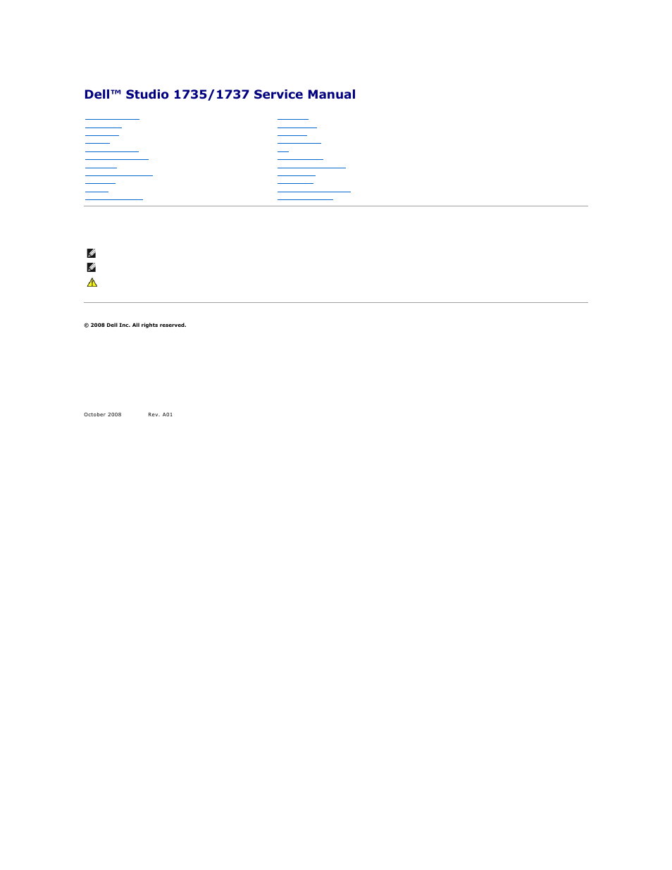 Dell Studio 1735 (Mid 2008) User Manual | 47 pages