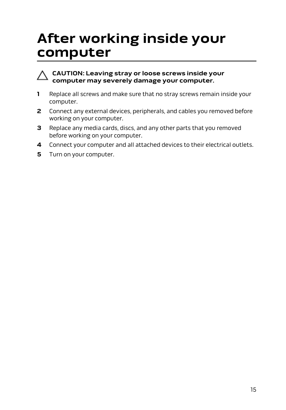 After working inside your computer | Dell Alienware 15 (Early 2015) User Manual | Page 15 / 149