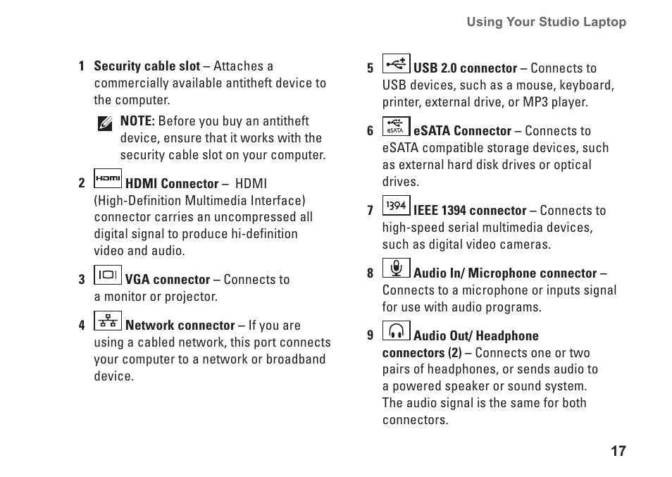 Dell Studio 1555 (Early 2009) User Manual | Page 19 / 70