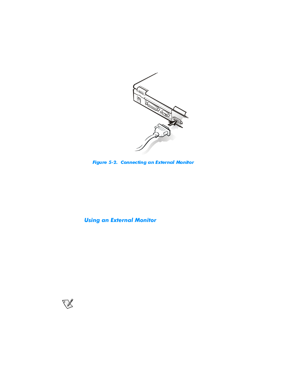 Using an external monitor, Using an external monitor -4, Figure 5-2 | Connecting an external monitor -4, 8vlqjdq([whuqdo0rqlwru | Dell Inspiron 3500 User Manual | Page 44 / 68